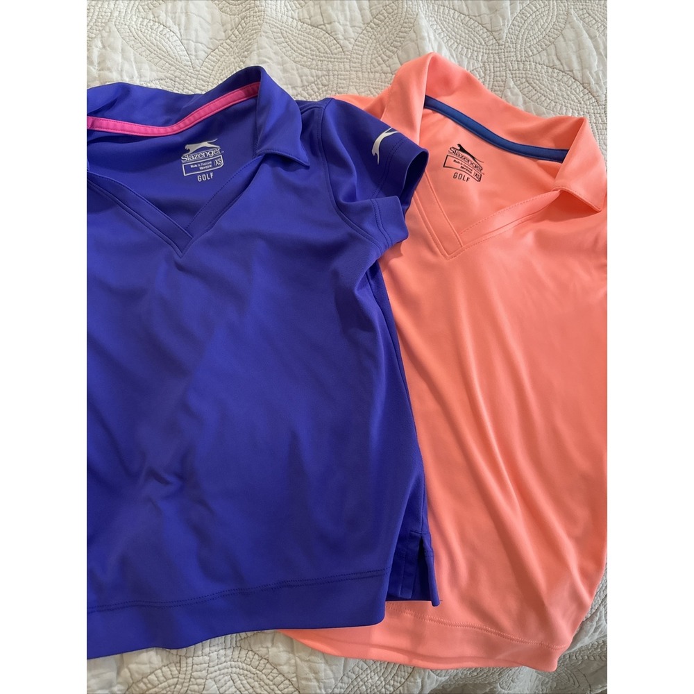 Lot of 2 Little Girls XS Slazenger Active V Neck Polo Shirts